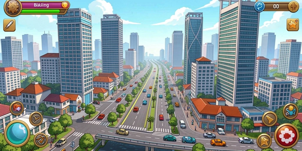 Ilustrasi level permainan yang penuh tantangan.