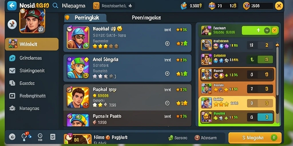 Screenshot menunjukkan bagian menu dengan berbagai pilihan game.